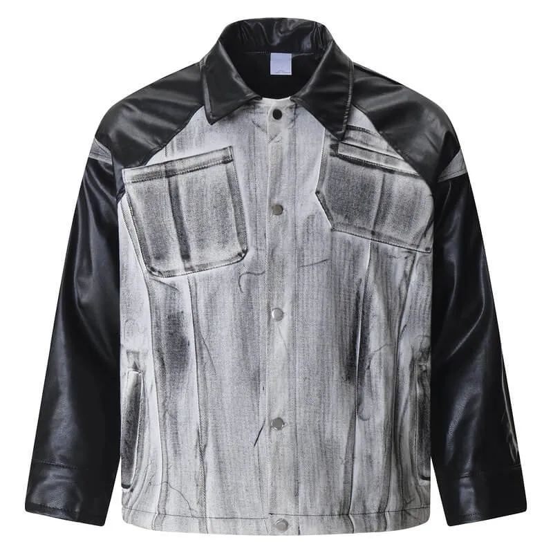 Distressed Punk Patchwork Motorcycle PU Leather Jacket sold by GTHIC