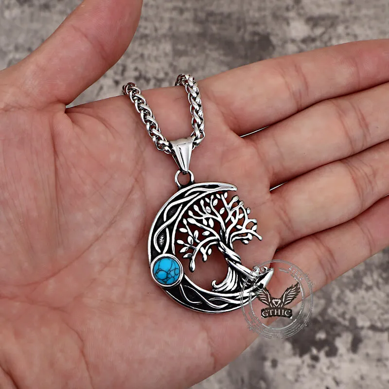 Moon Tree of Life Turquoise Stainless Steel Pendant sold by GTHIC product image thumbnail 2