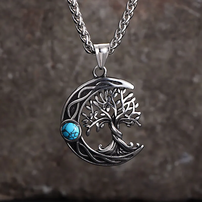 Moon Tree of Life Turquoise Stainless Steel Pendant sold by GTHIC product image thumbnail 4