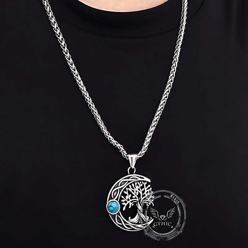 Moon Tree of Life Turquoise Stainless Steel Pendant sold by GTHIC product image thumbnail 3