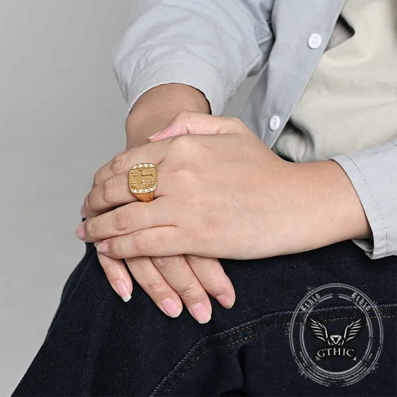 Fashion Cross Diamond-Set Stainless Steel Ring sold by GTHIC product image thumbnail 2