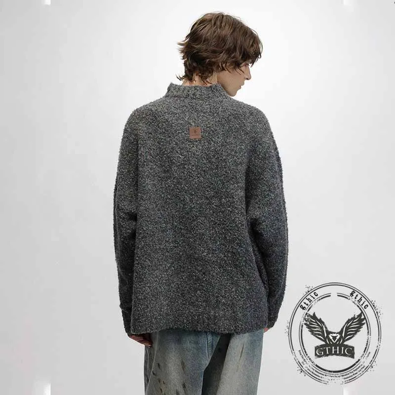 Simple Solid Color V-Neck Loose American Knit Sweater sold by GTHIC product image thumbnail 5