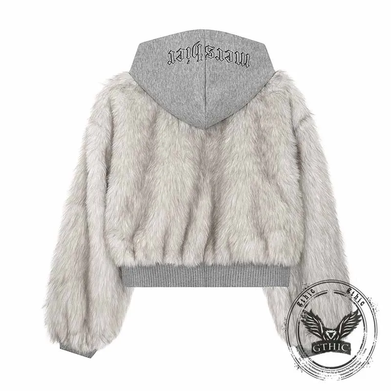 American-Style Plush Patchwork Hooded Jacket sold by GTHIC product image thumbnail 5