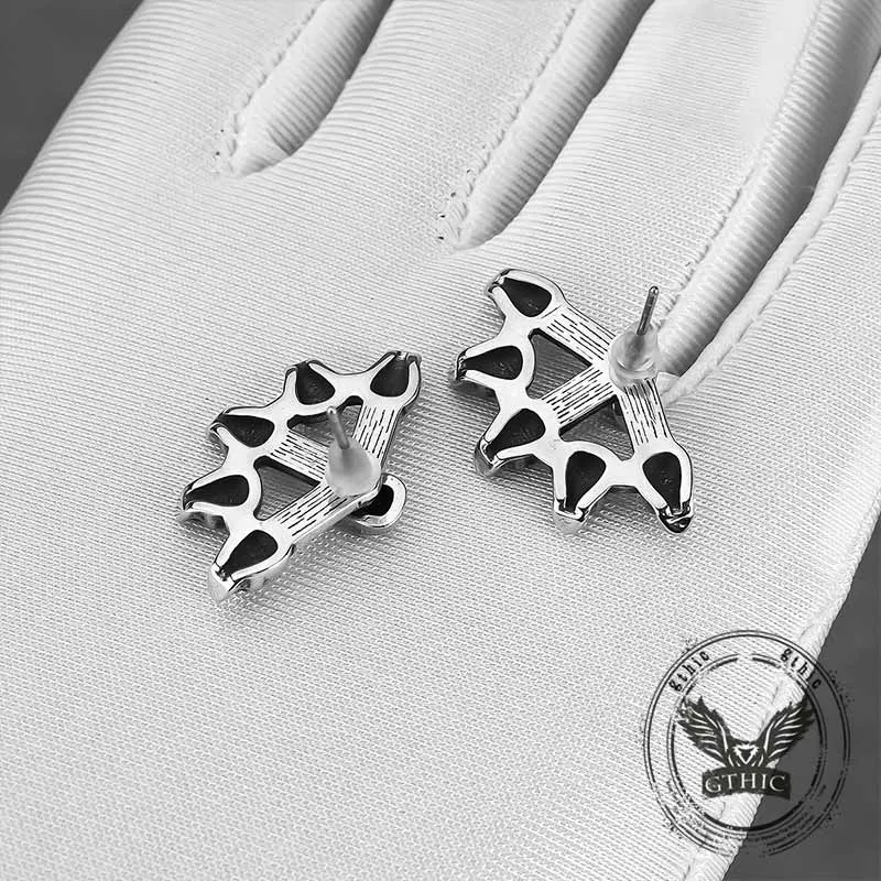 Punk Multi-Skull Stainless Steel Stud Earrings sold by GTHIC product image thumbnail 5