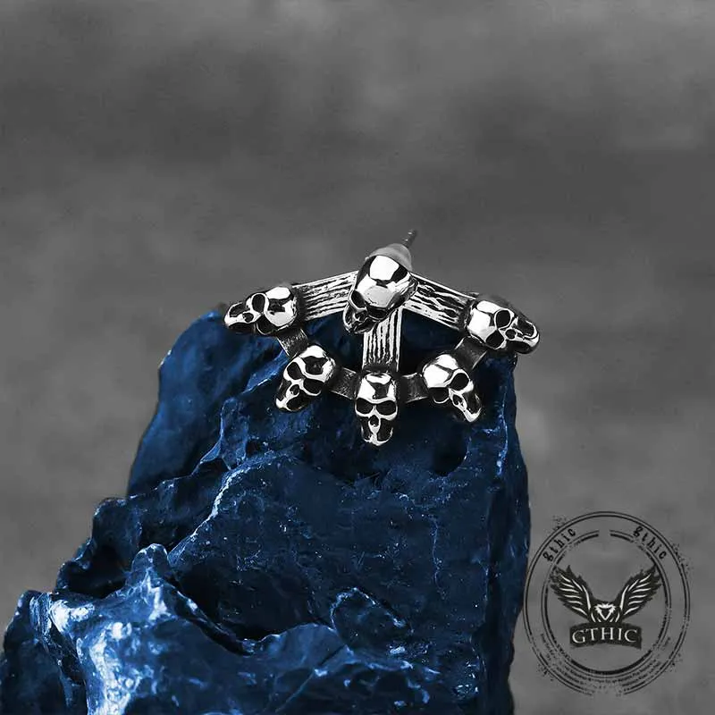 Punk Multi-Skull Stainless Steel Stud Earrings sold by GTHIC product image thumbnail 2