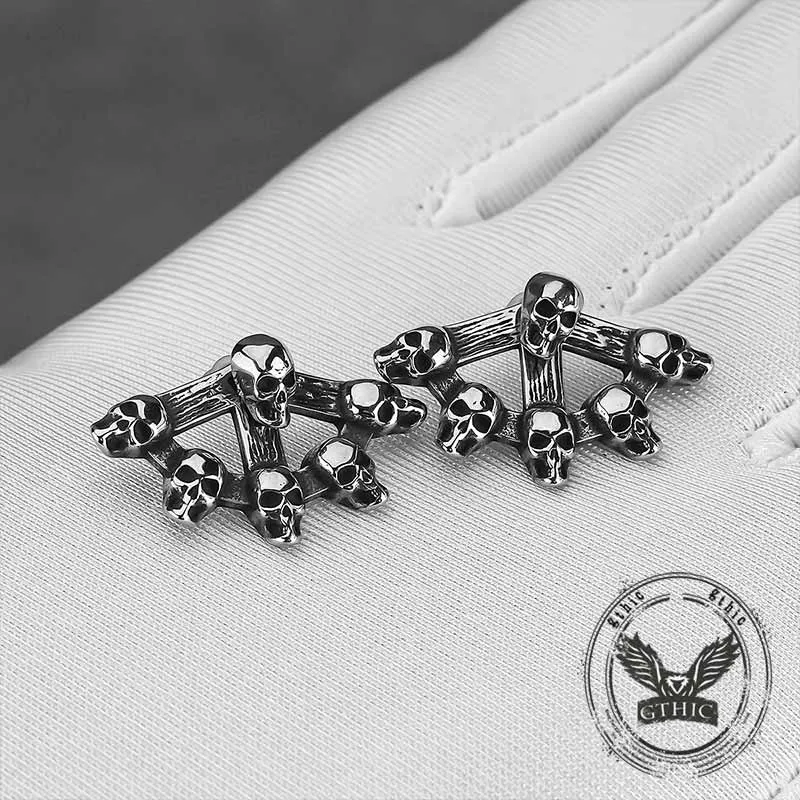 Punk Multi-Skull Stainless Steel Stud Earrings sold by GTHIC product image thumbnail 3