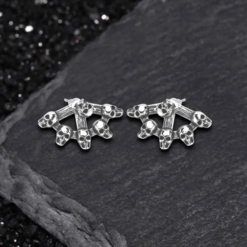 Punk Multi-Skull Stainless Steel Stud Earrings sold by GTHIC product image thumbnail 4