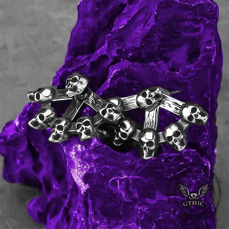 Punk Multi-Skull Stainless Steel Stud Earrings sold by GTHIC