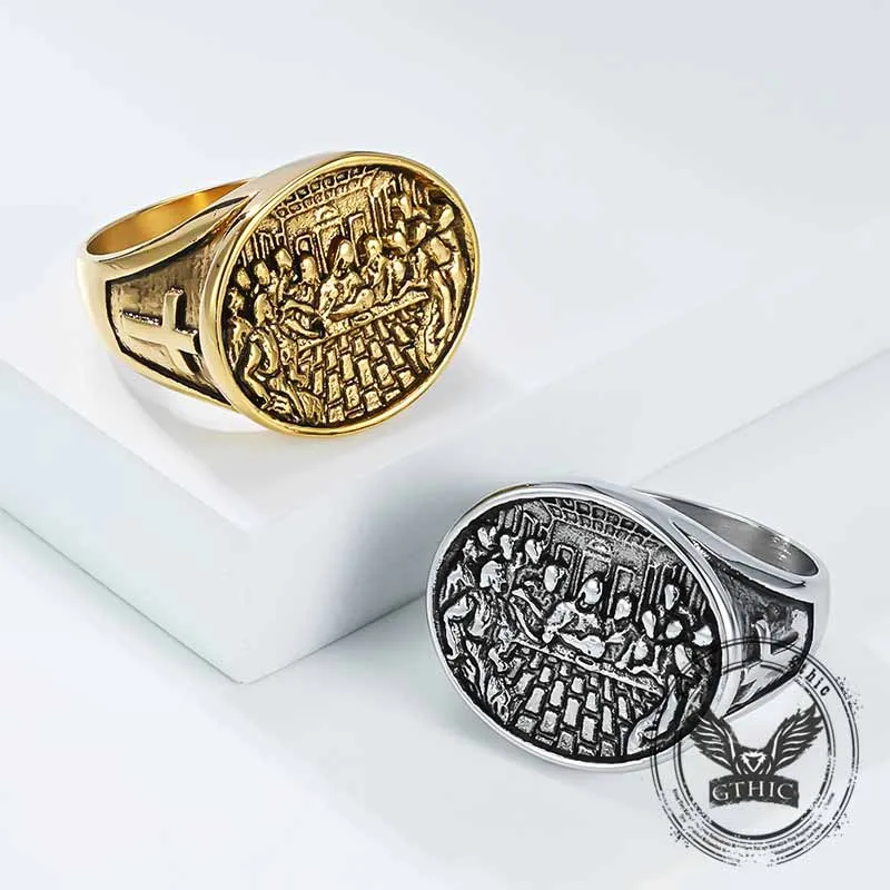 Vintage Last Supper Cross Stainless Steel Ring sold by GTHIC
