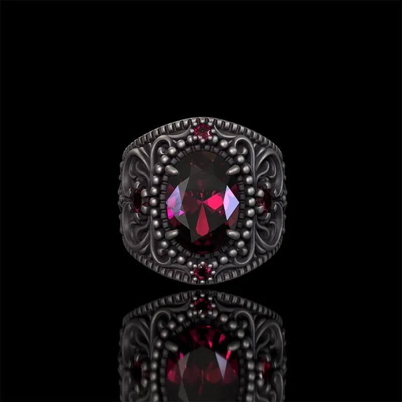 Vintage Gemstone Floral Embossed Sterling Silver Ring sold by GTHIC