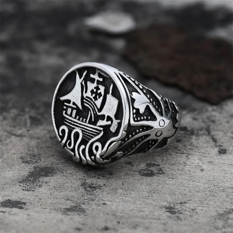 Sailboat Stainless Steel Kraken Octopus Ring sold by GTHIC