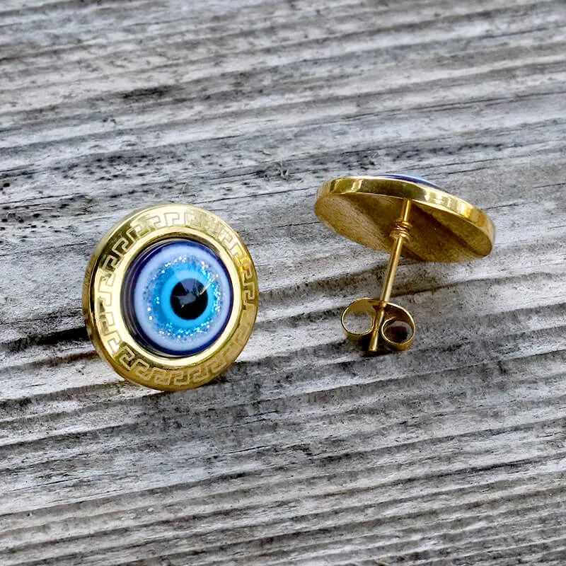 Gold Evil Eye Stainless Steel Stud Earrings sold by GTHIC product image thumbnail 2