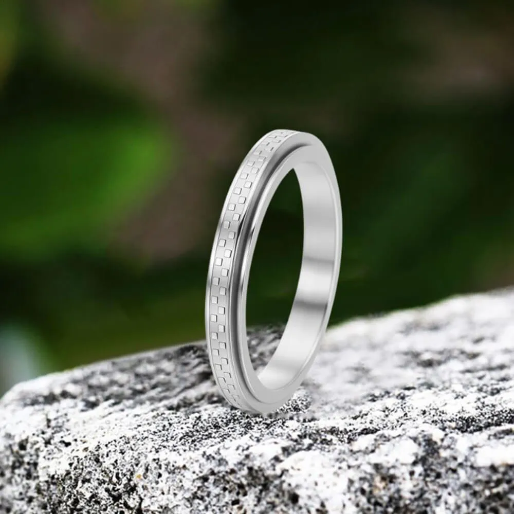 Simple 3mm Chessboard Stainless Steel Spinner Ring sold by GTHIC product image thumbnail 5