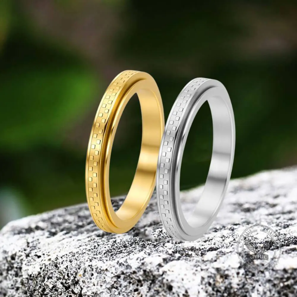 Simple 3mm Chessboard Stainless Steel Spinner Ring sold by GTHIC product image thumbnail 4