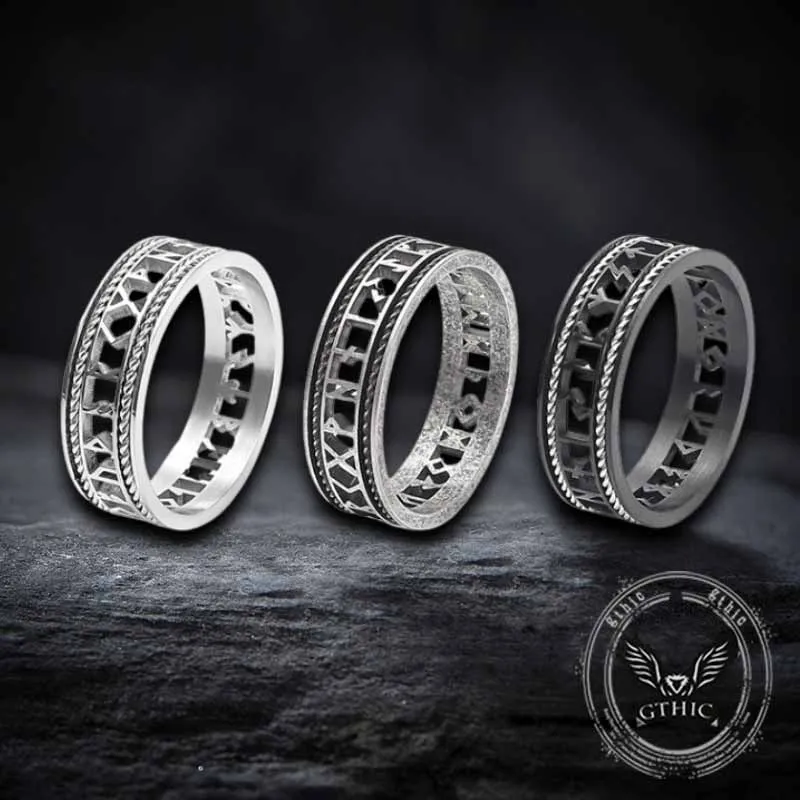 Nordic Openwork Viking Runes Stainless Steel Ring sold by GTHIC