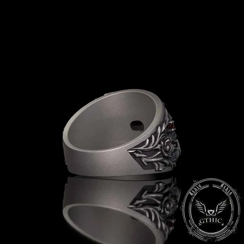 Gothic Rose Skull Sterling Silver Gemstone Ring sold by GTHIC product image thumbnail 5