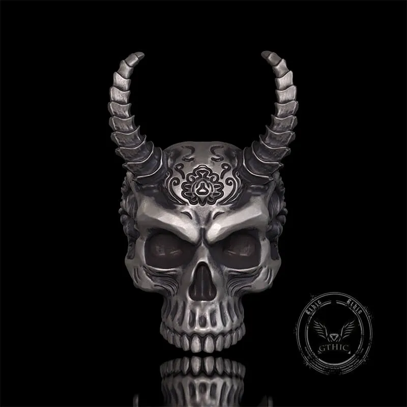 Devil Horned Skull Sterling Silver Gothic Ring sold by GTHIC product image thumbnail 2