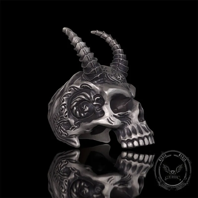 Devil Horned Skull Sterling Silver Gothic Ring sold by GTHIC product image thumbnail 4