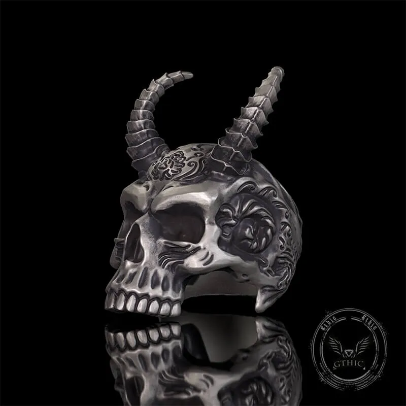 Devil Horned Skull Sterling Silver Gothic Ring sold by GTHIC product image thumbnail 3