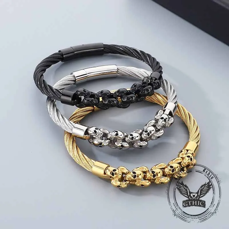 Punk Skull Wire Splicing Stainless Steel Bracelet sold by GTHIC product image thumbnail 4