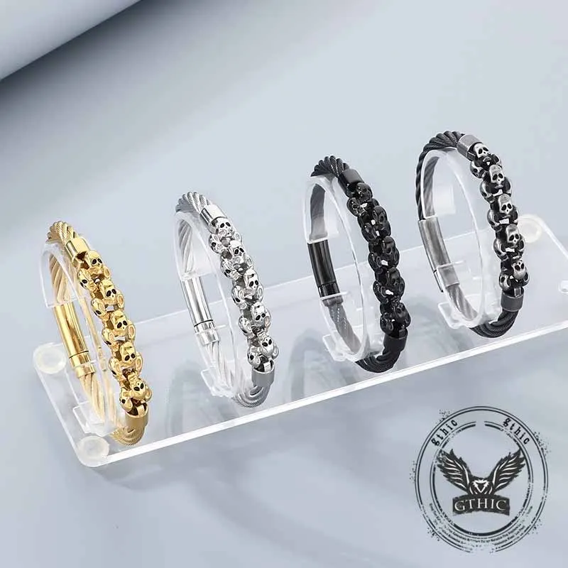 Punk Skull Wire Splicing Stainless Steel Bracelet sold by GTHIC