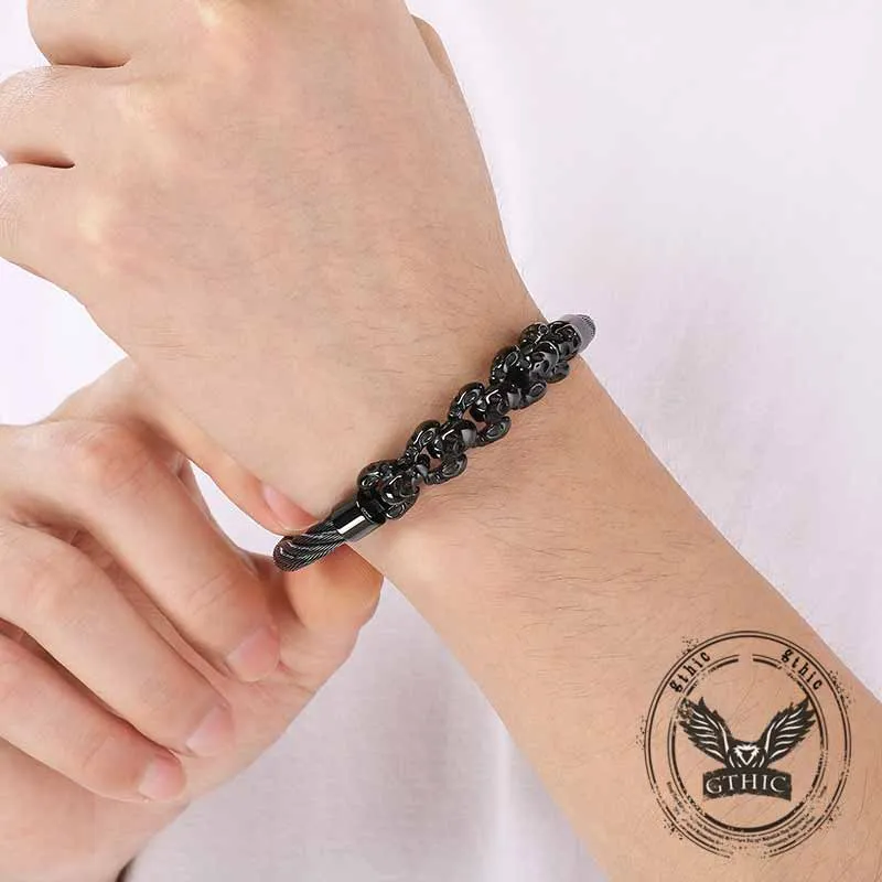 Punk Skull Wire Splicing Stainless Steel Bracelet sold by GTHIC product image thumbnail 3