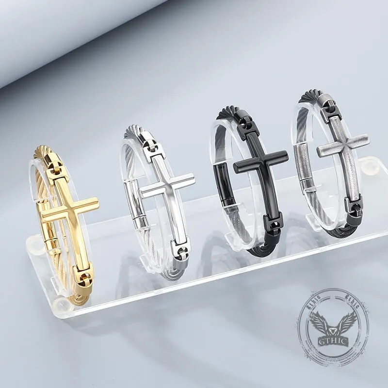 Retro Cross Twisted Steel Wire Stainless Steel Bracelet sold by GTHIC