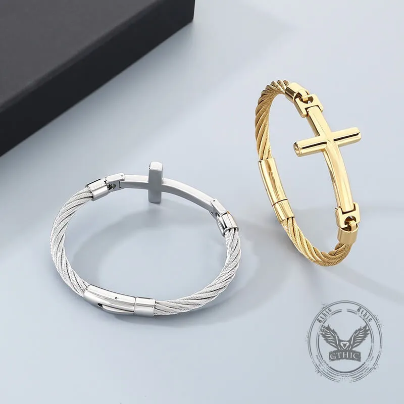 Retro Cross Twisted Steel Wire Stainless Steel Bracelet sold by GTHIC product image thumbnail 3