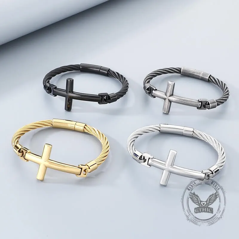 Retro Cross Twisted Steel Wire Stainless Steel Bracelet sold by GTHIC product image thumbnail 4