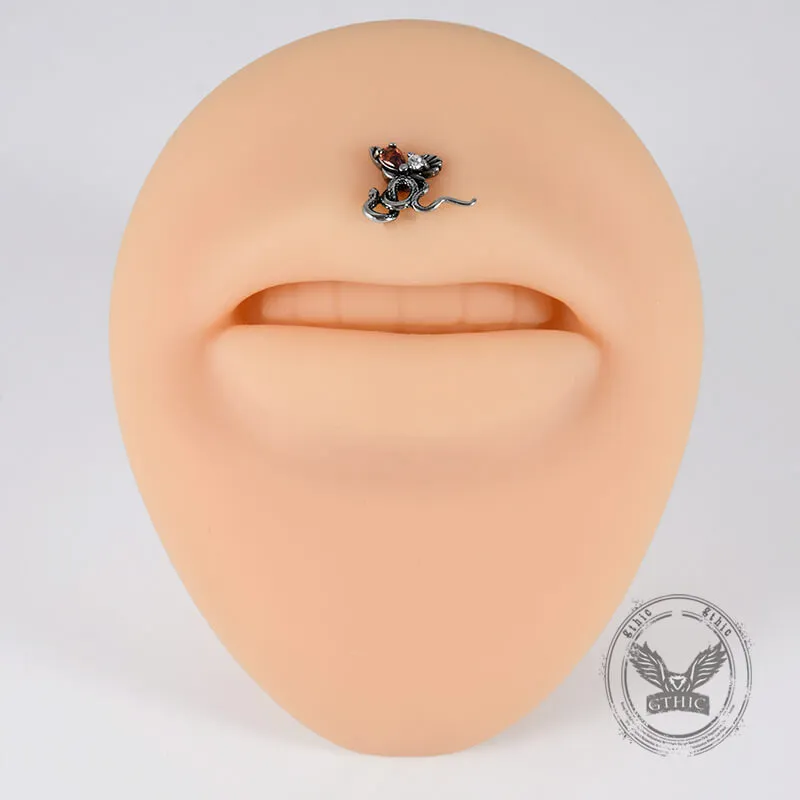 Gothic Red Zircon Snake Stainless Steel Animal Piercing Earrings sold by GTHIC product image thumbnail 3