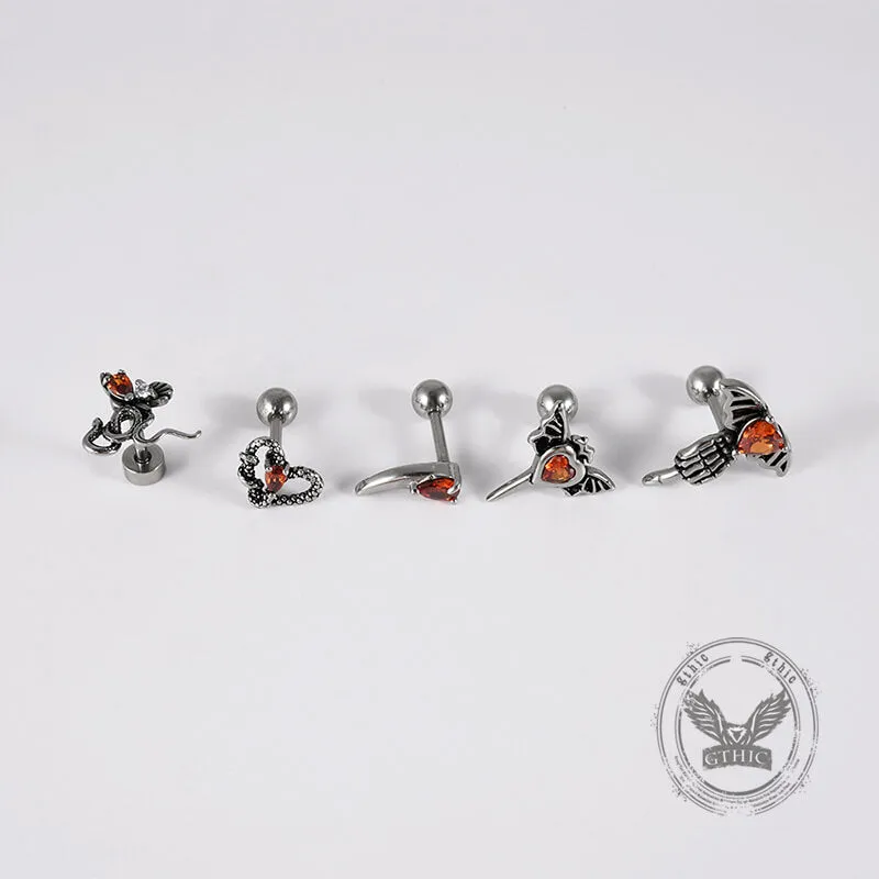 Gothic Red Zircon Snake Stainless Steel Animal Piercing Earrings sold by GTHIC product image thumbnail 5