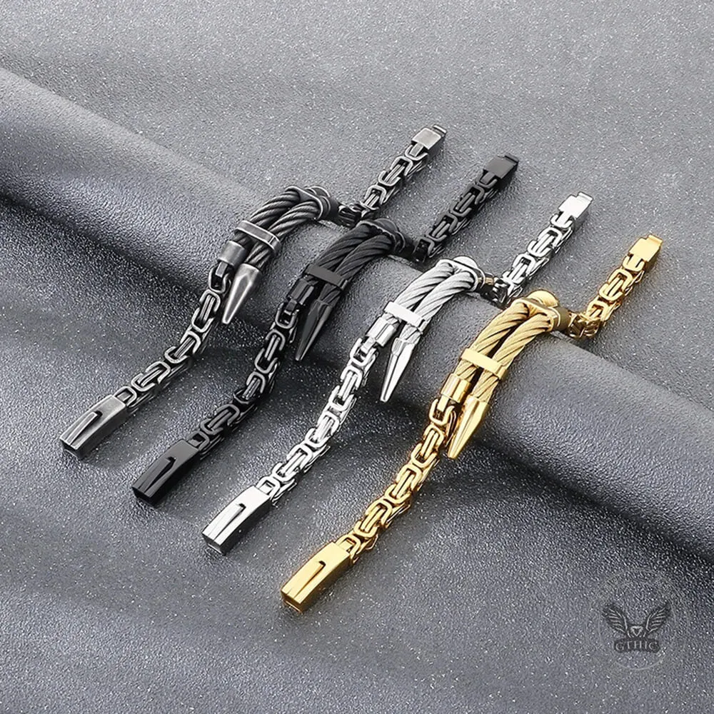 Creative Punk Wire Nail Stainless Steel Byzantine Bracelet sold by GTHIC product image thumbnail 3