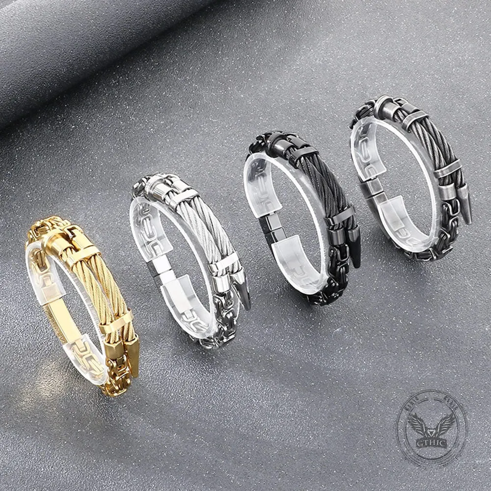 Creative Punk Wire Nail Stainless Steel Byzantine Bracelet sold by GTHIC