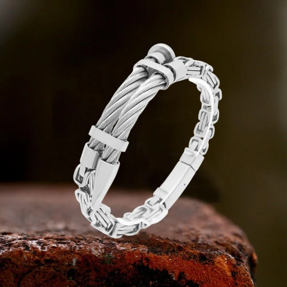 Creative Punk Wire Nail Stainless Steel Byzantine Bracelet sold by GTHIC product image thumbnail 5