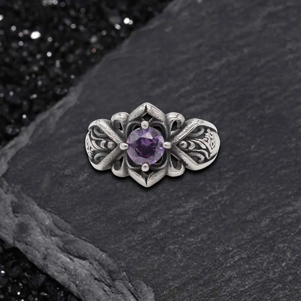 Vintage Patterned Openwork Gem Stainless Steel Ring sold by GTHIC product image thumbnail 4