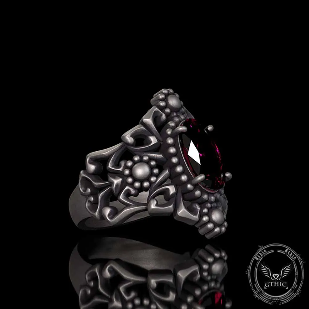 Gothic Sunflower Pattern Gemstone Sterling Silver Ring sold by GTHIC product image thumbnail 4