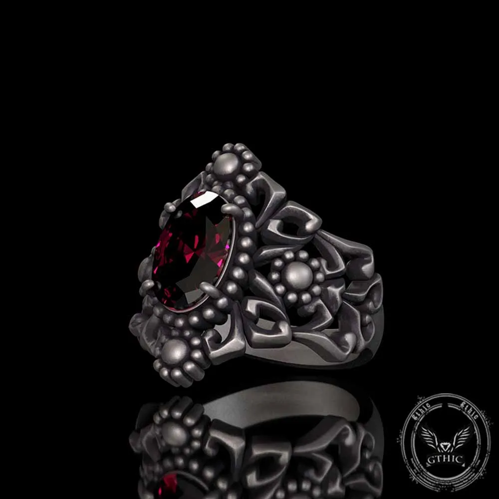 Gothic Sunflower Pattern Gemstone Sterling Silver Ring sold by GTHIC product image thumbnail 2