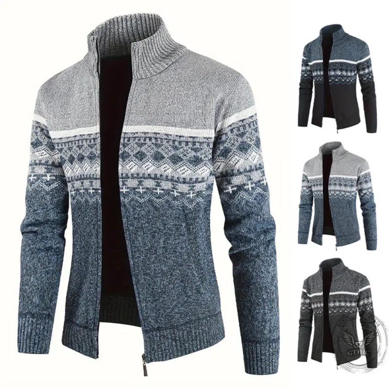 Casual Slim-Fit Turtleneck Knit Sweater Cardigan made by GTHIC