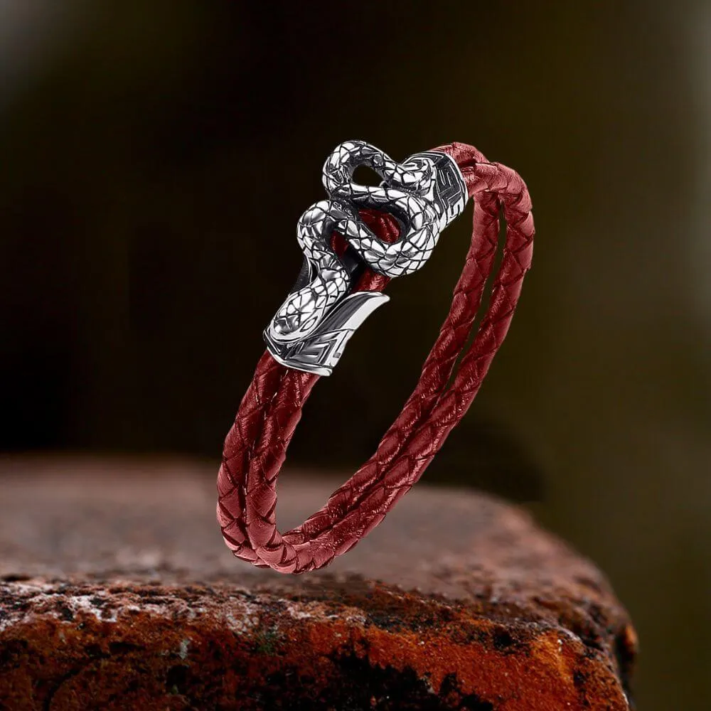 Punk Snake-Shaped Double-Layered Woven Leather Bracelet sold by GTHIC product image thumbnail 5