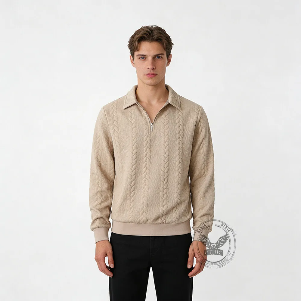 Casual Jacquard Half-Open Zipper Knit Lapel Collar Sweatshit sold by GTHIC product image thumbnail 2