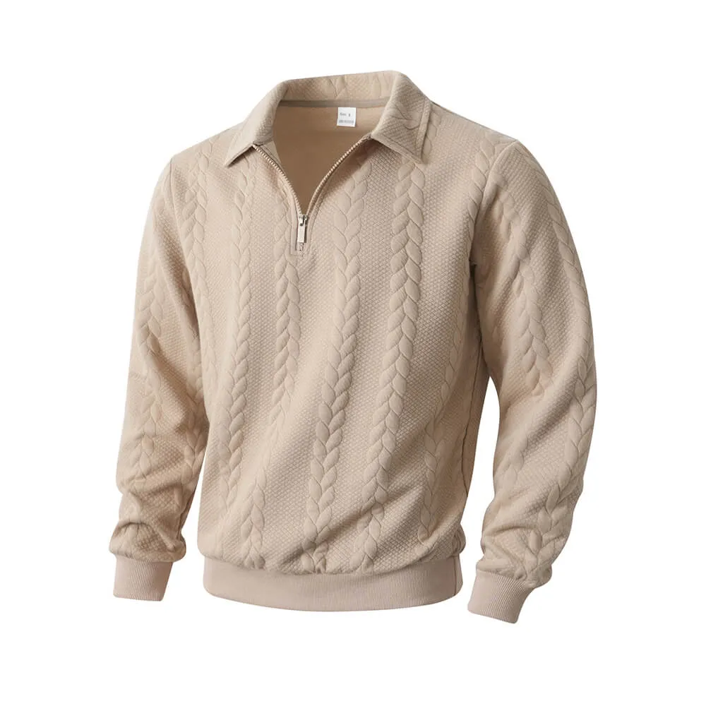 Casual Jacquard Half-Open Zipper Knit Lapel Collar Sweatshit sold by GTHIC product image thumbnail 5