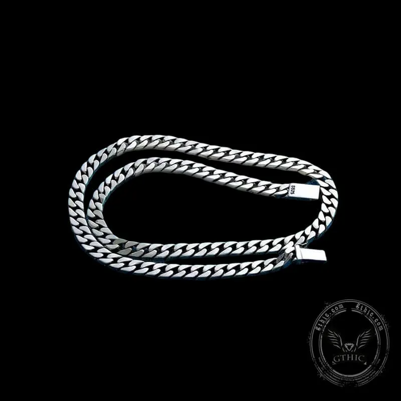 Simple Box Clasp Cuban Link Chain Sterling Silver Necklace sold by GTHIC product image thumbnail 4