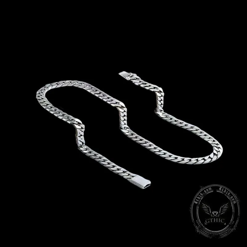 Simple Box Clasp Cuban Link Chain Sterling Silver Necklace sold by GTHIC product image thumbnail 5