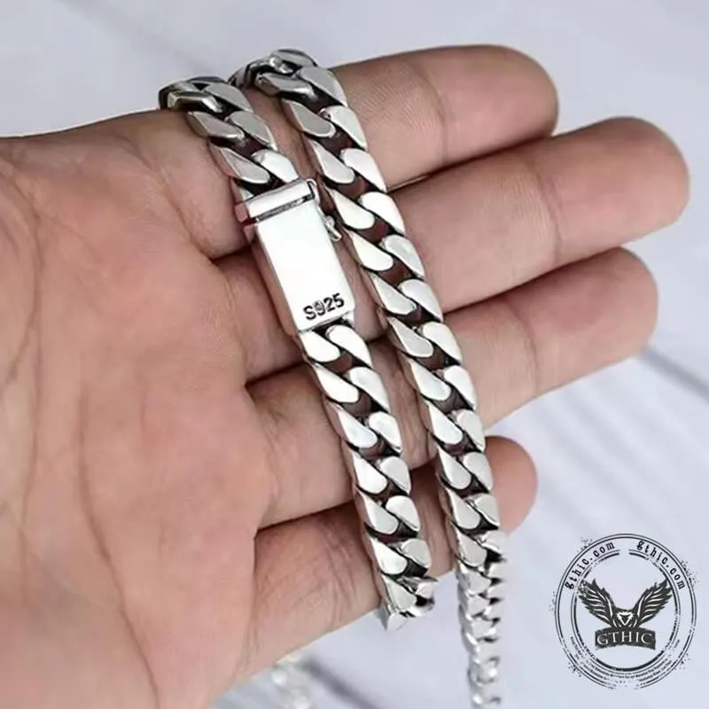 Simple Box Clasp Cuban Link Chain Sterling Silver Necklace sold by GTHIC product image thumbnail 3