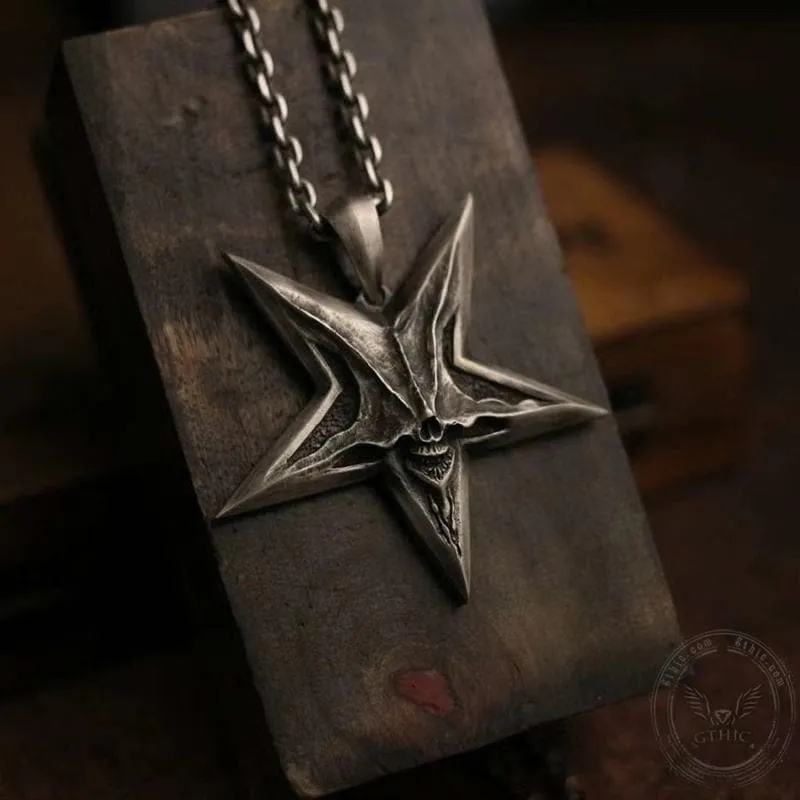 Devil Satan Smile Sterling Silver Brass Pentagram Pendant sold by GTHIC product image thumbnail 5