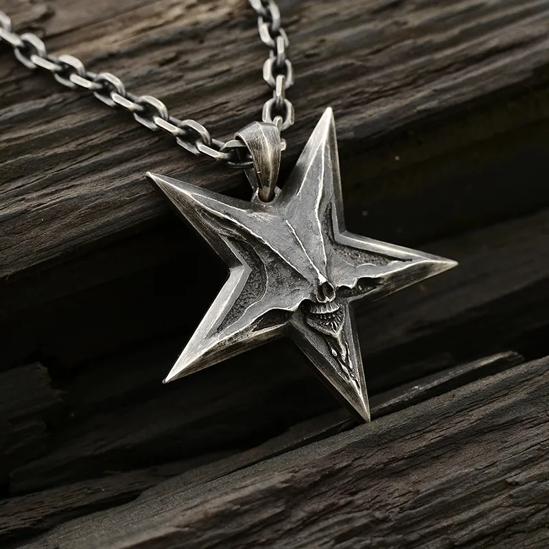Devil Satan Smile Sterling Silver Brass Pentagram Pendant sold by GTHIC product image thumbnail 4