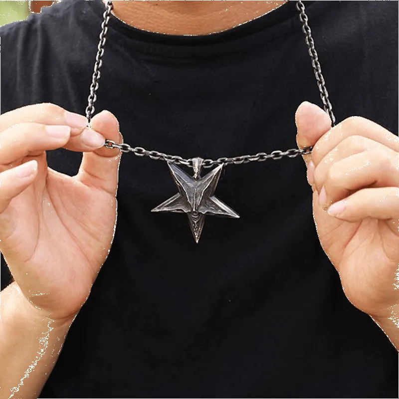 Devil Satan Smile Sterling Silver Brass Pentagram Pendant sold by GTHIC product image thumbnail 2