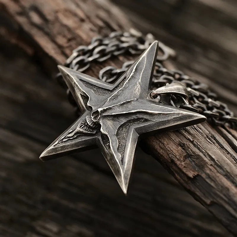 Devil Satan Smile Sterling Silver Brass Pentagram Pendant sold by GTHIC product image thumbnail 3