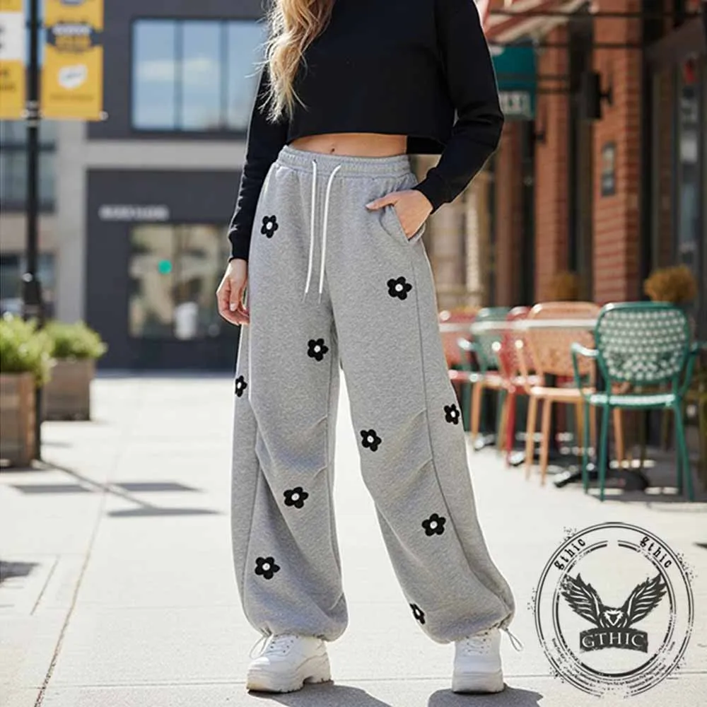 Retro Floral Embroidered Versatile Casual Pants sold by GTHIC product image thumbnail 2