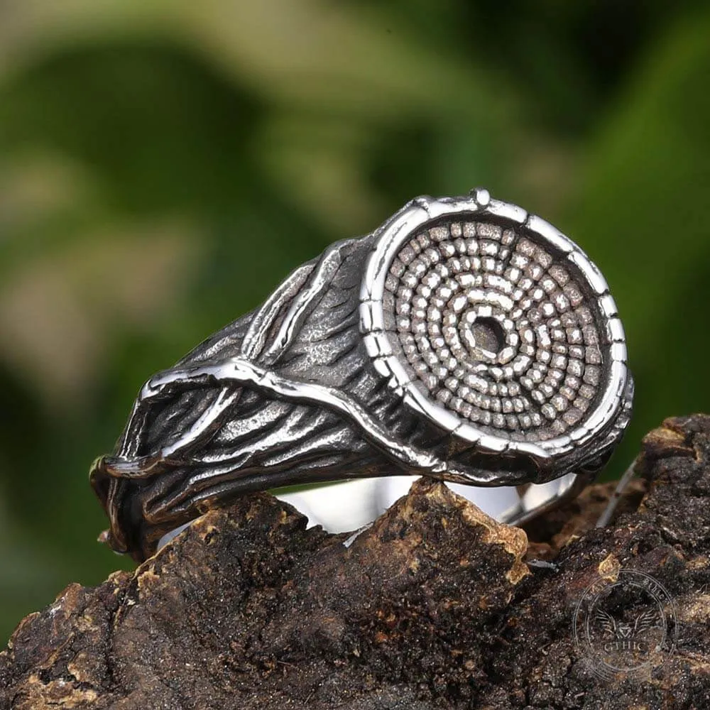 Vintage Textured Tree Stump Stainless Steel Ring sold by GTHIC product image thumbnail 5